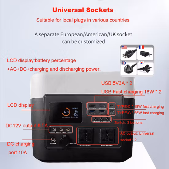 LiFePO4 1000W Tragbarer Solargenerator Solarenergiebanken Lithium-Ionen-Batterien Solarenergiespeicher